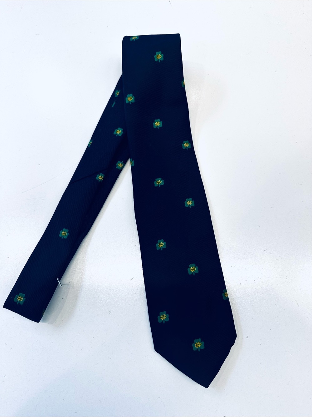 St Patrick's Day Neck Tie Green Shamrock Necktie Irish Clover Blue -MADE IN USA